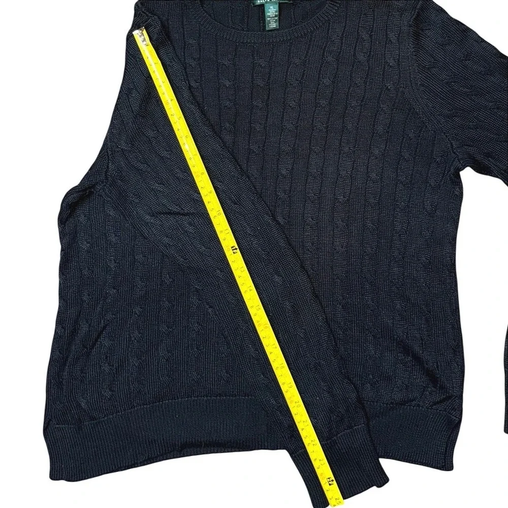Lauren Ralph Lauren Black Cable Knit Shoulder Button‎ Sweater Womens XL